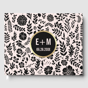 Blush Pink Black Gold Wedding Guest Book