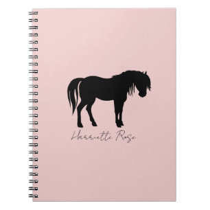 Blush Pink Black Horse Name Notebook