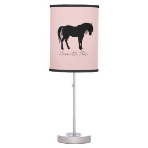 Blush Pink Black Horse Name Table Lamp