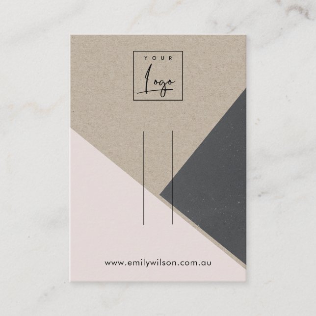  Blush Pink Black Kraft Hair Clip Display Logo Business Card (Front)