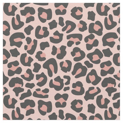 Blush Pink Black Leopard Print Fabric | Zazzle