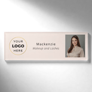 Blush Pink Black Makeup Salon Logo Name Tag