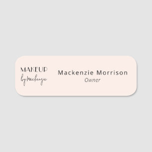 Blush Pink Black Makeup Salon Name Tag