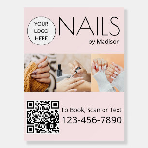 Blush Pink Black Modern Minimal Nails 3 Photo Foam Board
