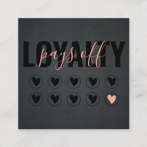 Blush Pink  Black Modern Minimalist Chic Loyalty Card