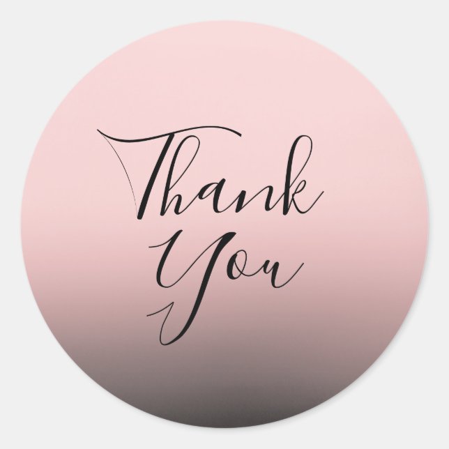 Blush Pink & Black Ombre Modern Chic Wedding Favor Classic Round Sticker (Front)