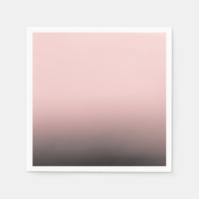 Blush Pink & Black Ombre Modern Chic Wedding Napkins (Front)