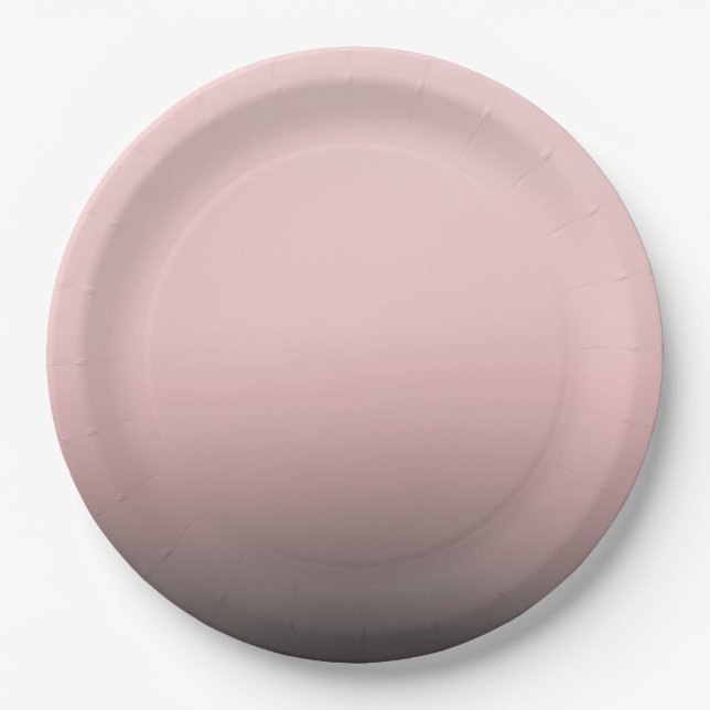 Blush Pink & Black Ombre Modern Chic Wedding Paper Plates (Front)