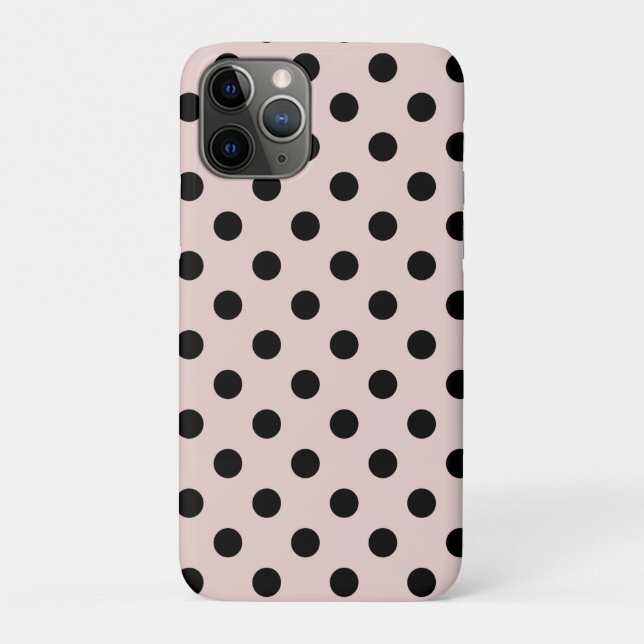 Blush Pink & Black Polka Dots Dot Case-Mate iPhone Case (Back)
