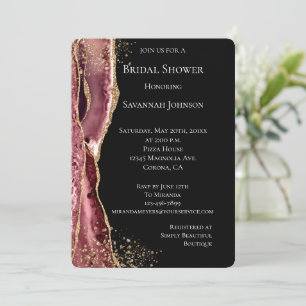 Blush Pink Black Rose Gold Glitter Bridal Shower Invitation