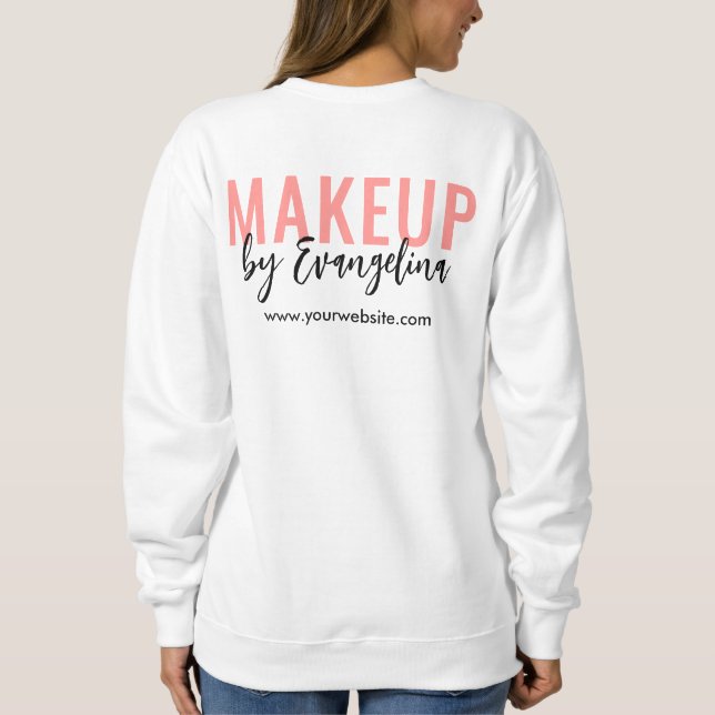 Blush Pink Black Script Logo Makeup Employee Sweatshirt (Back)