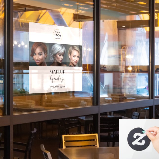 Blush Pink Black Script Logo Photo Makeup Studio Window Cling (Restaurant Window)