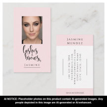 Blush Pink Black Script Photo Lashes & Brows