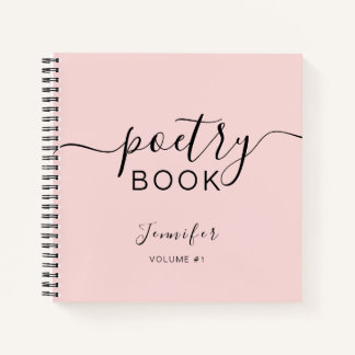 Blush Pink Black Script Your Name Poetry Notebook