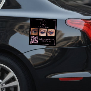 Blush Pink Black Social Icon QR Code Photo Makeup  Car Magnet