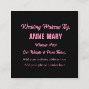 Blush Pink Black Wedding Makeup Artist Name  Enclosure Card
