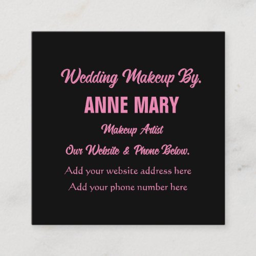 Blush Pink Black Wedding Makeup Artist Name  Enclosure Card