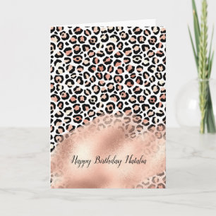 Blush Pink Black White Leopard Print   Card