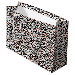 Blush Pink Black White Leopard Print Large Gift Bag