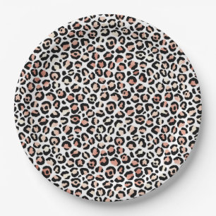 Blush Pink Black White Leopard Print Napkins Paper Plates