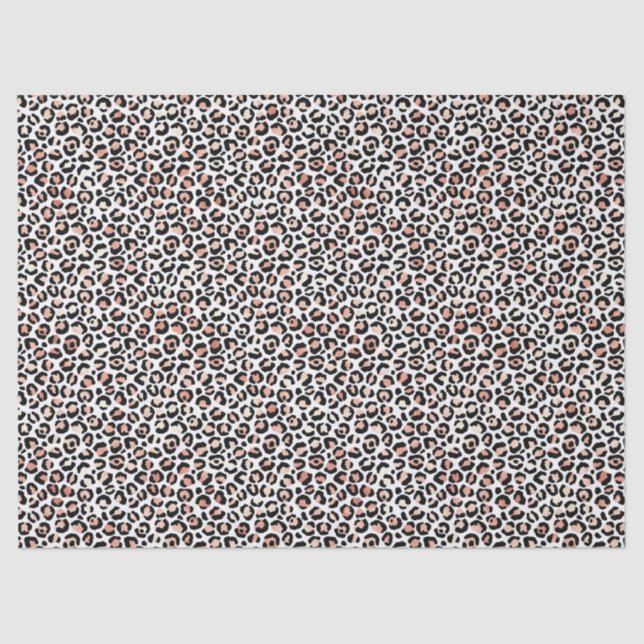 Blush Pink Black White Leopard Print             Tissue Paper (Front)