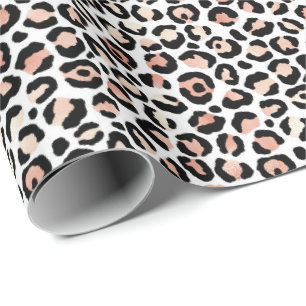 Blush Pink Black White Leopard Print             Wrapping Paper