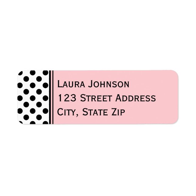 Blush Pink, Black, White Return Address Label (Front)