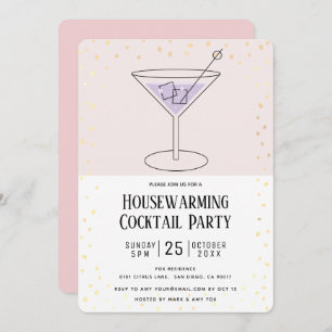Blush Pink Block Housewarming Cocktail Party Invitation