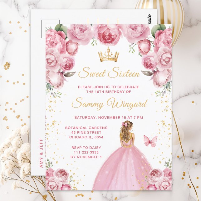 Blush Pink Blonde Hair Princess Sweet Sixteen Postcard (Creator Uploaded)