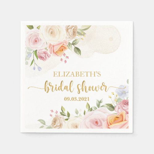 Blush Pink Bloom Bridal Shower Napkins