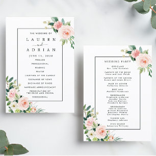 Blush Pink Bloom Floral Wedding Program