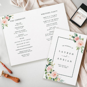Blush Pink Bloom Folded Wedding Program