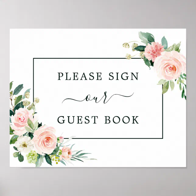 Blush Pink Bloom Guest Book Sign | Zazzle