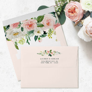 Blush Pink Bloom Pre-Printed Address 5x7 Envelope