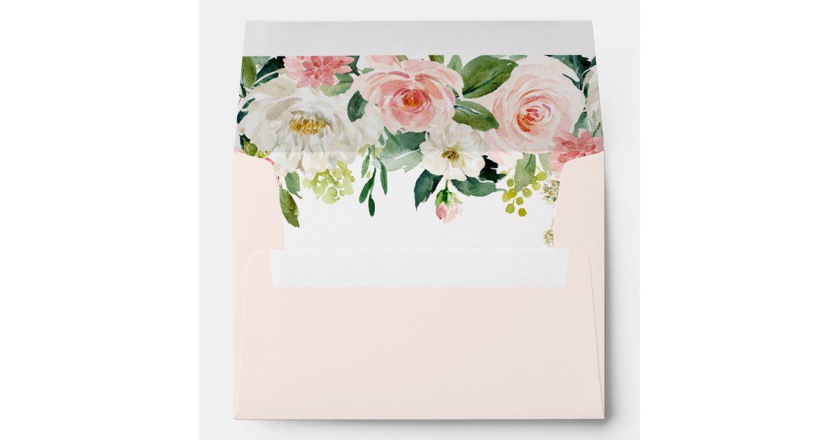 Blush Pink Bloom PrePrinted Address 5x7 Envelope Zazzle