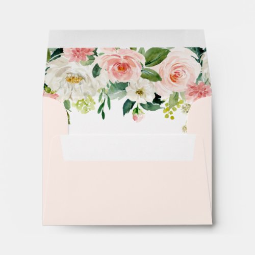 Blush Pink Bloom Pre_Printed Address RSVP Envelope