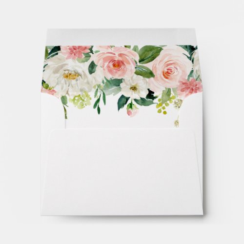 Blush Pink Bloom Pre_Printed Address RSVP Envelope