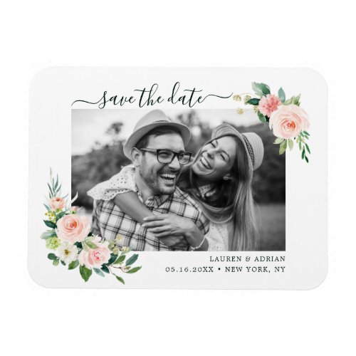 Blush Pink Bloom Save The Date Photo Magnet