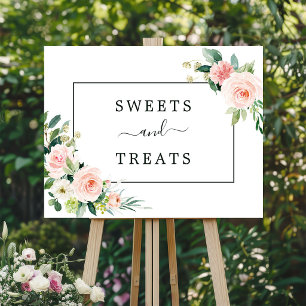 Blush Pink Bloom Sweets and Treats Dessert Sign