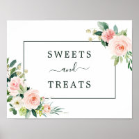 Blush Pink Bloom Sweets and Treats Dessert Sign