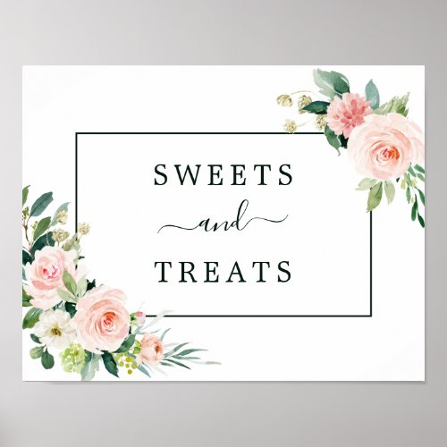 Blush Pink Bloom Sweets and Treats Dessert Sign