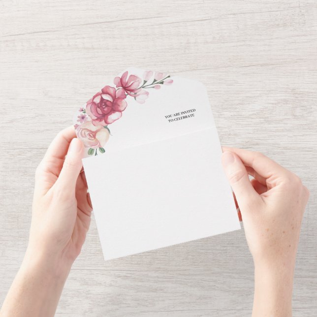 Blush Pink Bloom Wedding All In One Invitation (Opening)