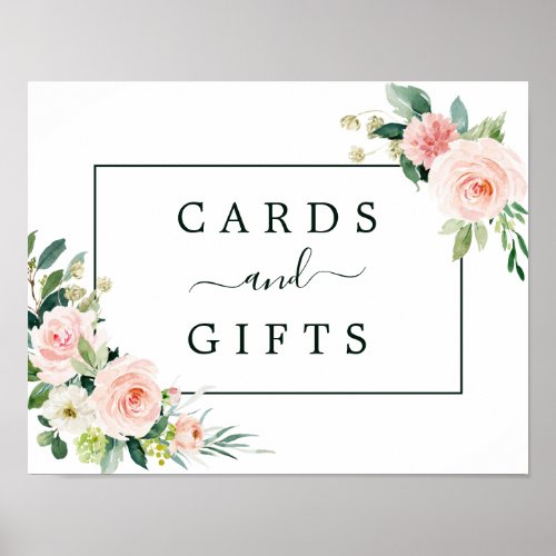 Blush Pink Bloom Wedding Cards and Gifts Sign