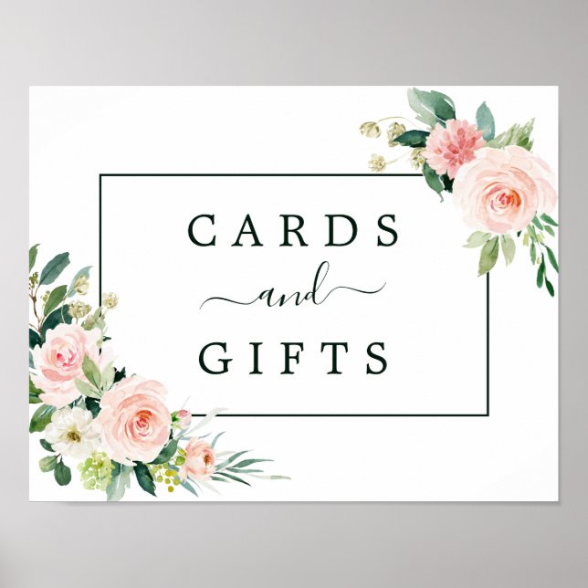 Blush Pink Bloom Wedding Cards and Gifts Sign (Front)