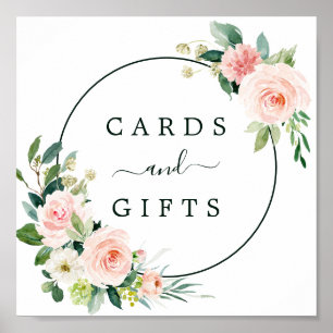 Blush Pink Bloom Wedding Cards & Gifts Sign