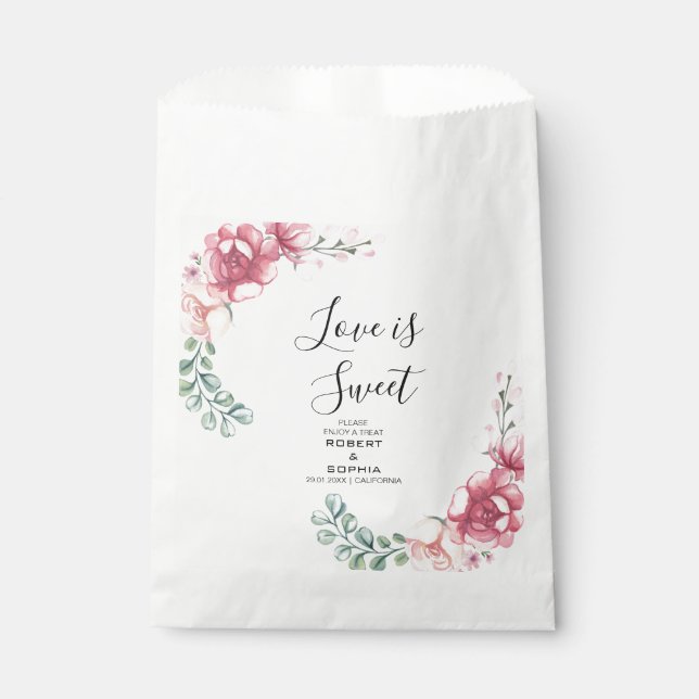 Blush Pink Bloom Wedding Favor Bag (Front)