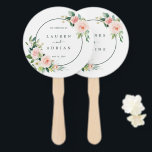 Blush Pink Bloom Wedding Hand Fan<br><div class="desc">This wedding hand fan features painted watercolor flowers in blush pink,  white and green foliage. For more advanced customization of this design,  Please click the "Customize further" link.  ***Purchase pre-assembled for an upcharge***</div>