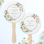 Blush Pink Bloom Wedding Hand Fan<br><div class="desc">This wedding hand fan features painted watercolor flowers in blush pink,  white and green foliage. For more advanced customization of this design,  Please click the "Customize further" link.  ***Purchase pre-assembled for an upcharge***</div>