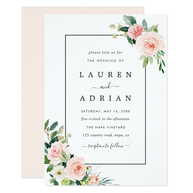 Blush Pink Bloom Wedding Invitation