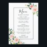 Blush Pink Bloom Wedding Menu<br><div class="desc">This wedding menu features painted watercolor flowers in blush pink,  white and green foliage with a rectangular frame. For more advanced customization of this design,  please click the "Customize further" link.</div>